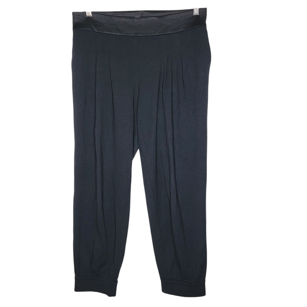Diane Von Furstenberg Black Faux Leather Trim Jogger‎ Dress Pants Women's Size 2